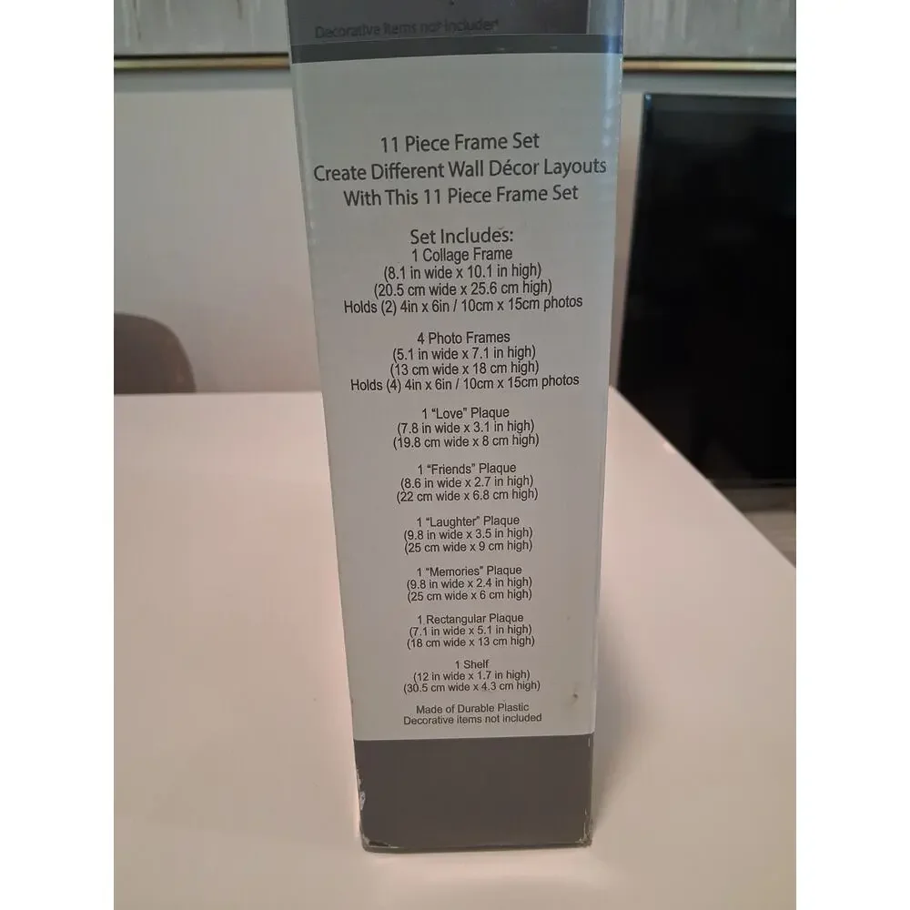True Living Essentials 11 Piece Wall Picture Frame Set Home Decor Black New NIB